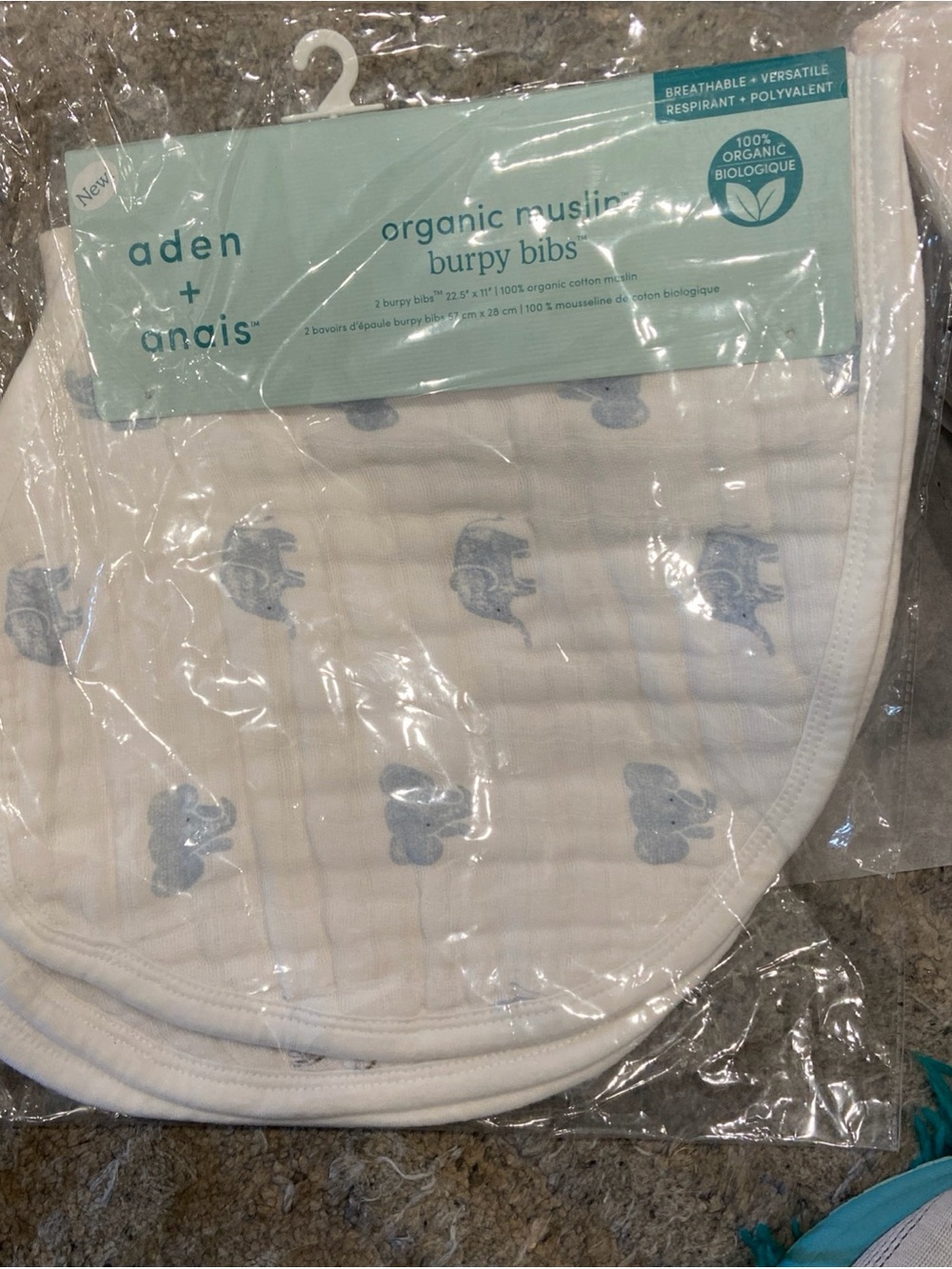 New Aden + Anais 2 Pack Reversible Burpy Bibs Burp Cloth Organic Animal Kingdom